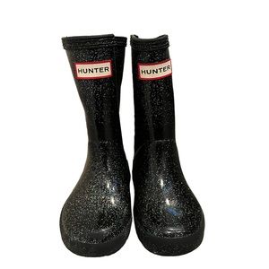 Black sparkly kids Hunter Boots
